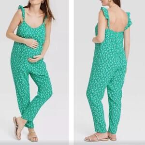 NWT the nines x hatch green teal floral maternity jumpsuit